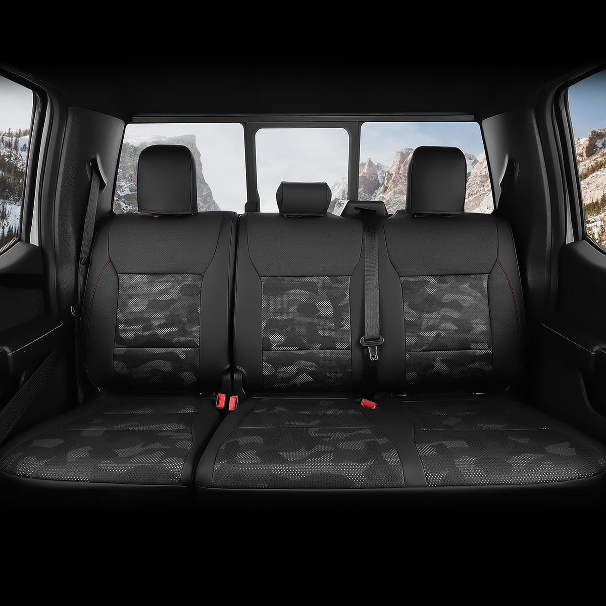 Fundas para asientos para Ford F-150 2015-2026, Camuflaje negro