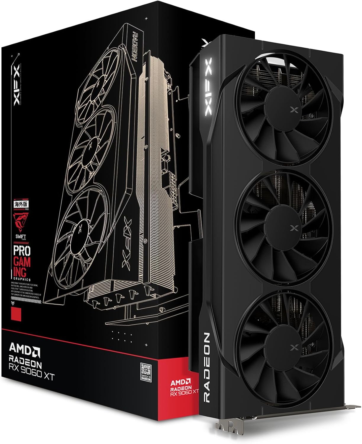 XFX Swift AMD Radeon RX 9060 XT OC Triple Fan Edición para juegos c...