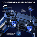 AROEVEIB Paquete de 2 Mandos con Base de Carga para Controlador PS4, Gamepad Inalámbrico con Estación de Carga LED y 2 Cables USB