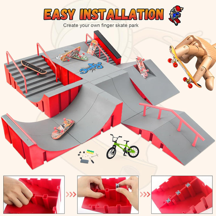 RNGODO Finger Skateboard Park Kits, juego de rampa de patineta de d...