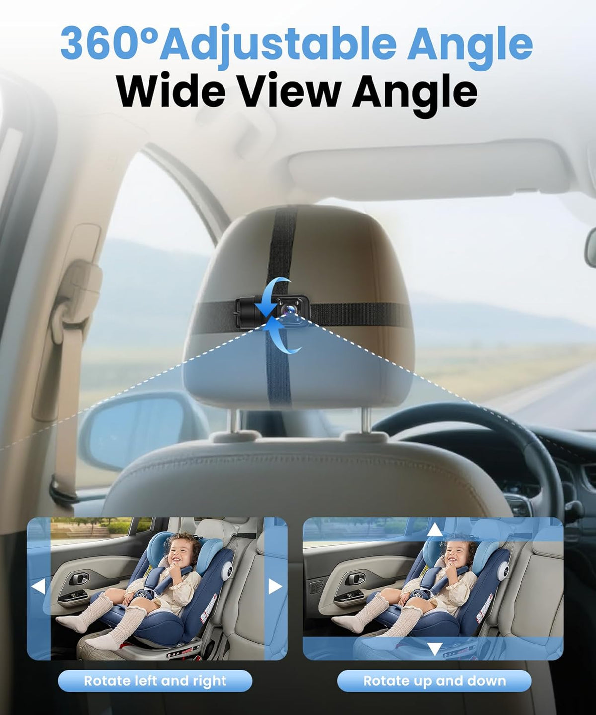Orderich Cámara de coche para asiento trasero, pantalla IPS de 3.97...