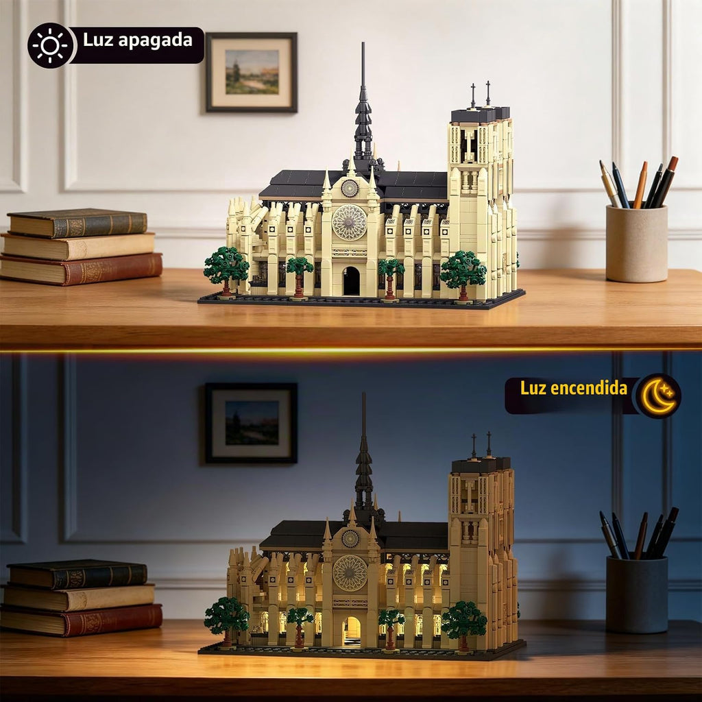 Notre Dame de Paris - Juego de construcción de arquitectura con luz LED, 1757 piezas, modelo coleccionable de bloques de construcción emblemáticos de París para adultos, regalo de cumpleaños