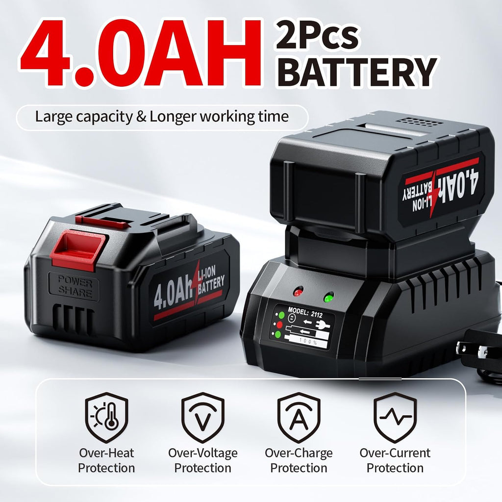 FULLYEA - Pistola de calor inalámbrica de 21 V, calentamiento rápido máximo