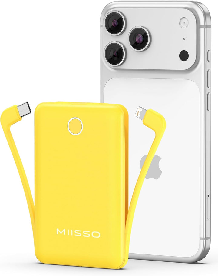 miisso Cargador Portátil Mini de 10000mAh con Cable Incorporado, Ba...
