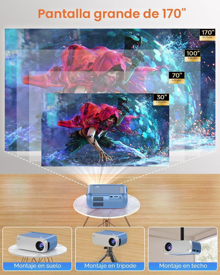 Mini proyector con WiFi y Bluetooth, proyector de película portátil...
