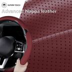Funda de cuero para volante de automóvil con broche, juego de 3 piezas, protector antideslizante, envolvente, accesorios para volante de 14.5-15 pulgadas, universal, rojo vino