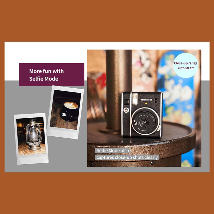 Fujifilm Cámara Instax Mini 40 de película instantánea negra + paqu...