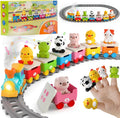 Juguetes de tren de granja para niños pequeños de 1 a 3 años, juego de tren