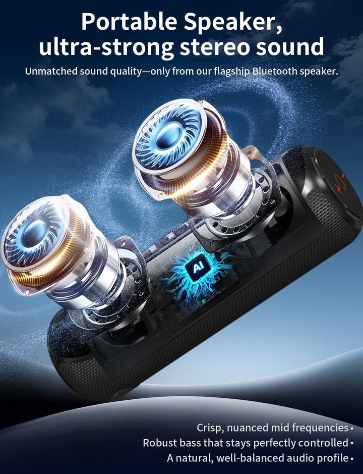 VOCH Altavoz Bluetooth 5.3 con luz RGB, altavoz inalámbrico portáti...