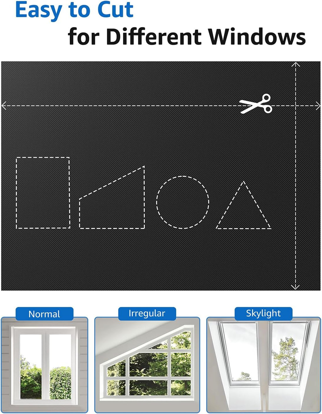 Cortinas Opacas Portátiles 46"An x 48"Al, Sin Taladro Cubierta de Ventana Opaca con Cintas de Velcro Resistentes al Calor, Persianas 100% Opacas, Persianas de Ventana con Aislamiento Térmico