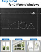 Cortinas Opacas Portátiles 46"An x 48"Al, Sin Taladro Cubierta de Ventana Opaca con Cintas de Velcro Resistentes al Calor, Persianas 100% Opacas, Persianas de Ventana con Aislamiento Térmico