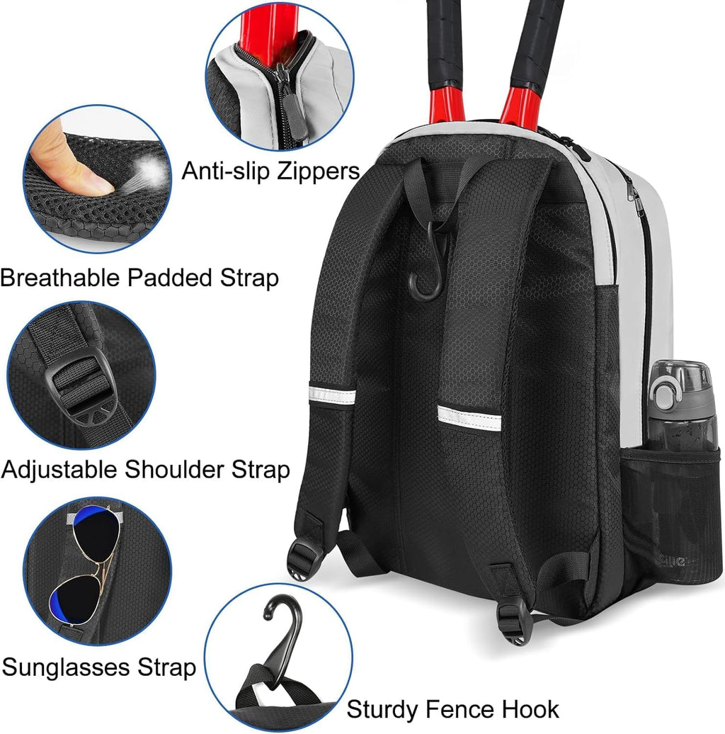 Ytonet Mochila de tenis para mujeres y hombres, 2 raquetas