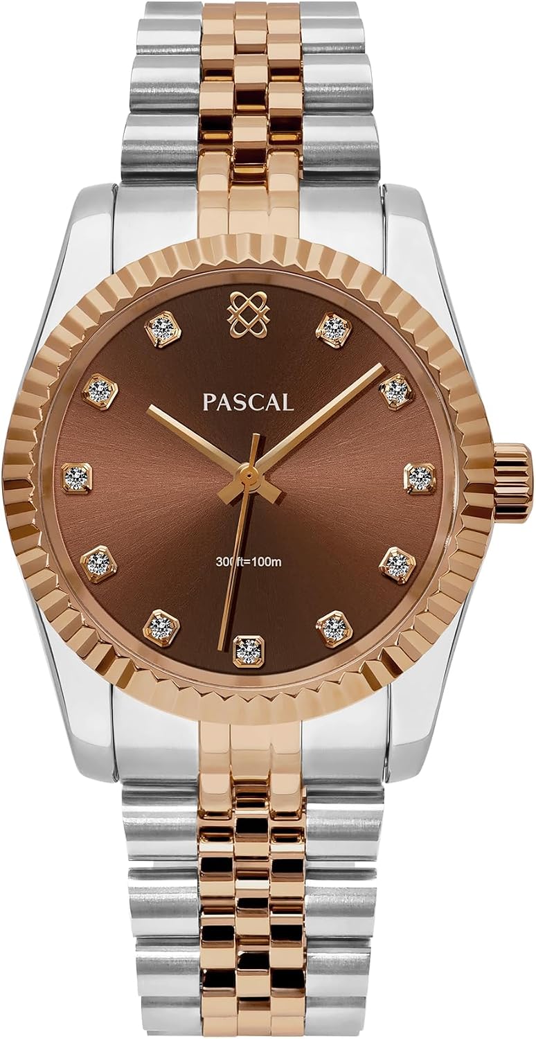 Reloj clásico atemporal PASCAL Timeless Classic Diamond para mujer y hombre, cuarzo suizo