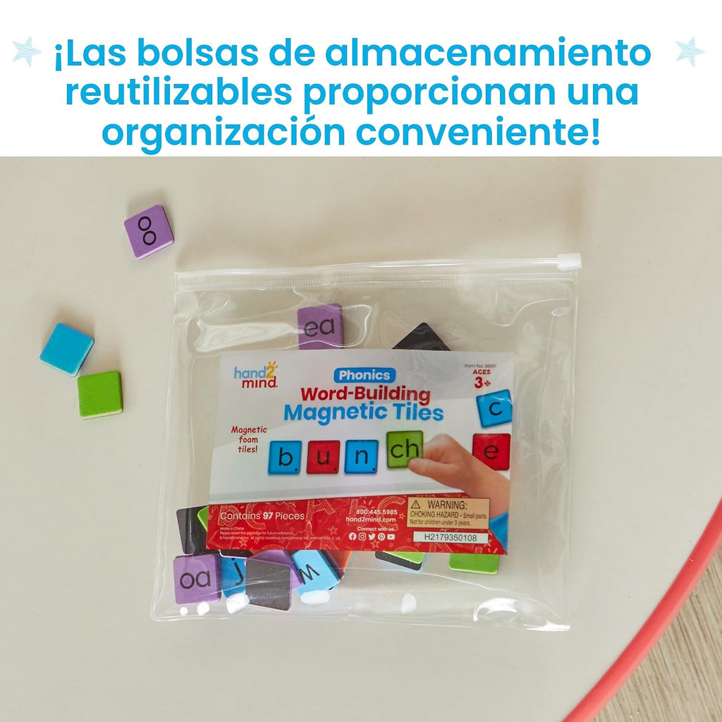hand2mind Phonics Word-Building Magnetic Letter Tiles, Set de 6, Ages 3+