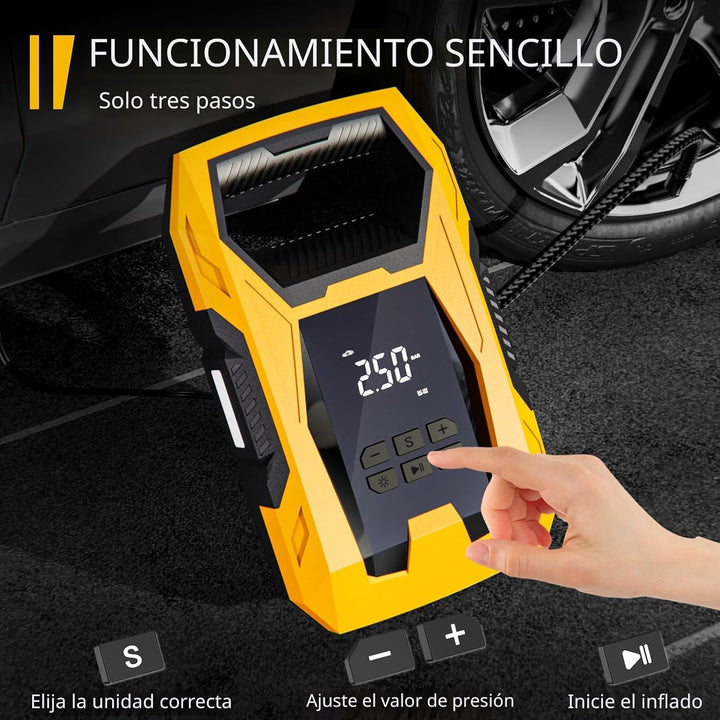 CARSUN Inflador de neumáticos de CA\/CC, compresor de aire portátil...