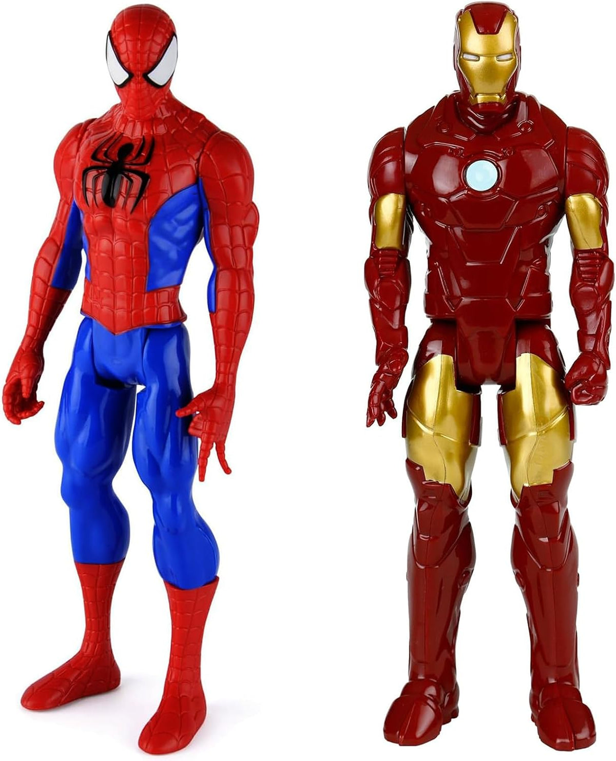Juego de 2 figuras de acción de superhéroe, figuras coleccionables de PVC de 12 pulgadas, articulaciones movibles, figuras de héroe araña y héroe blindado para fanáticos, exhibición y regalo