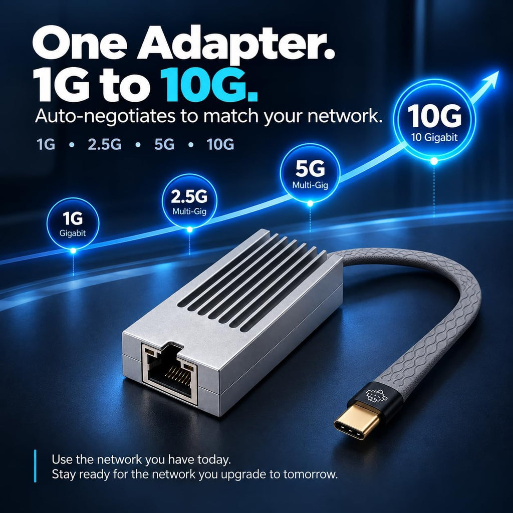 Adaptador USB C a Ethernet de 10 Gb, bajo calor y silencioso, widspii