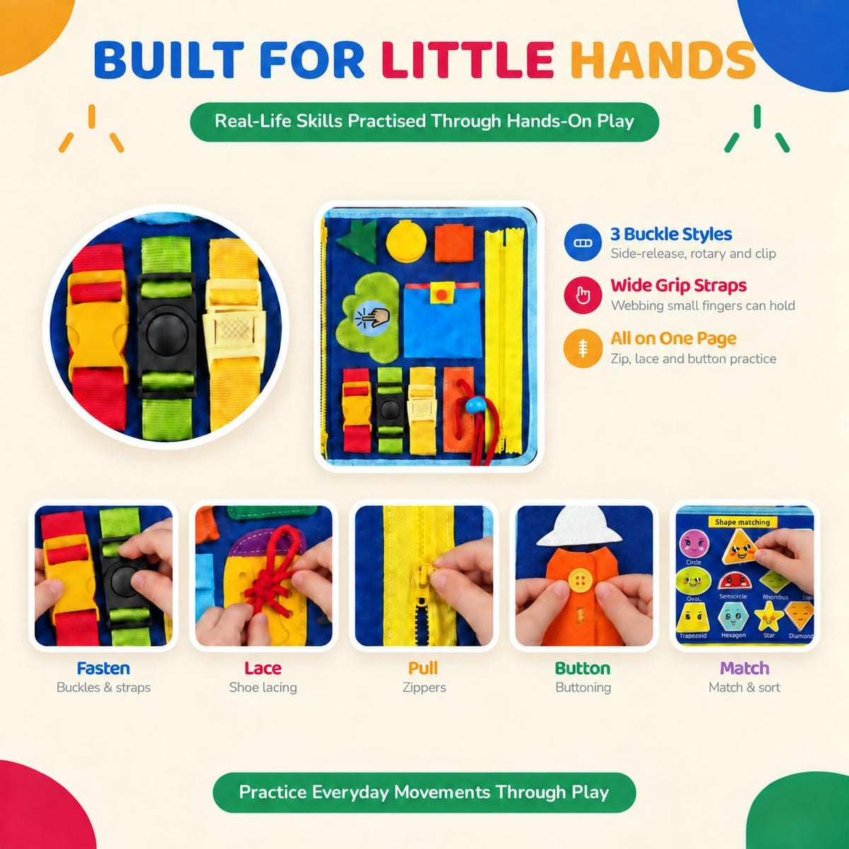 URBAN TOYS Montessori - Tablero de actividades, libro ocupado