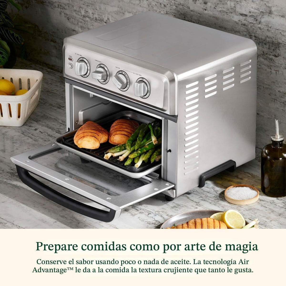 Cuisinart Horno tostador con freidora de aire, 1800 W, 8 en 1 con freidora