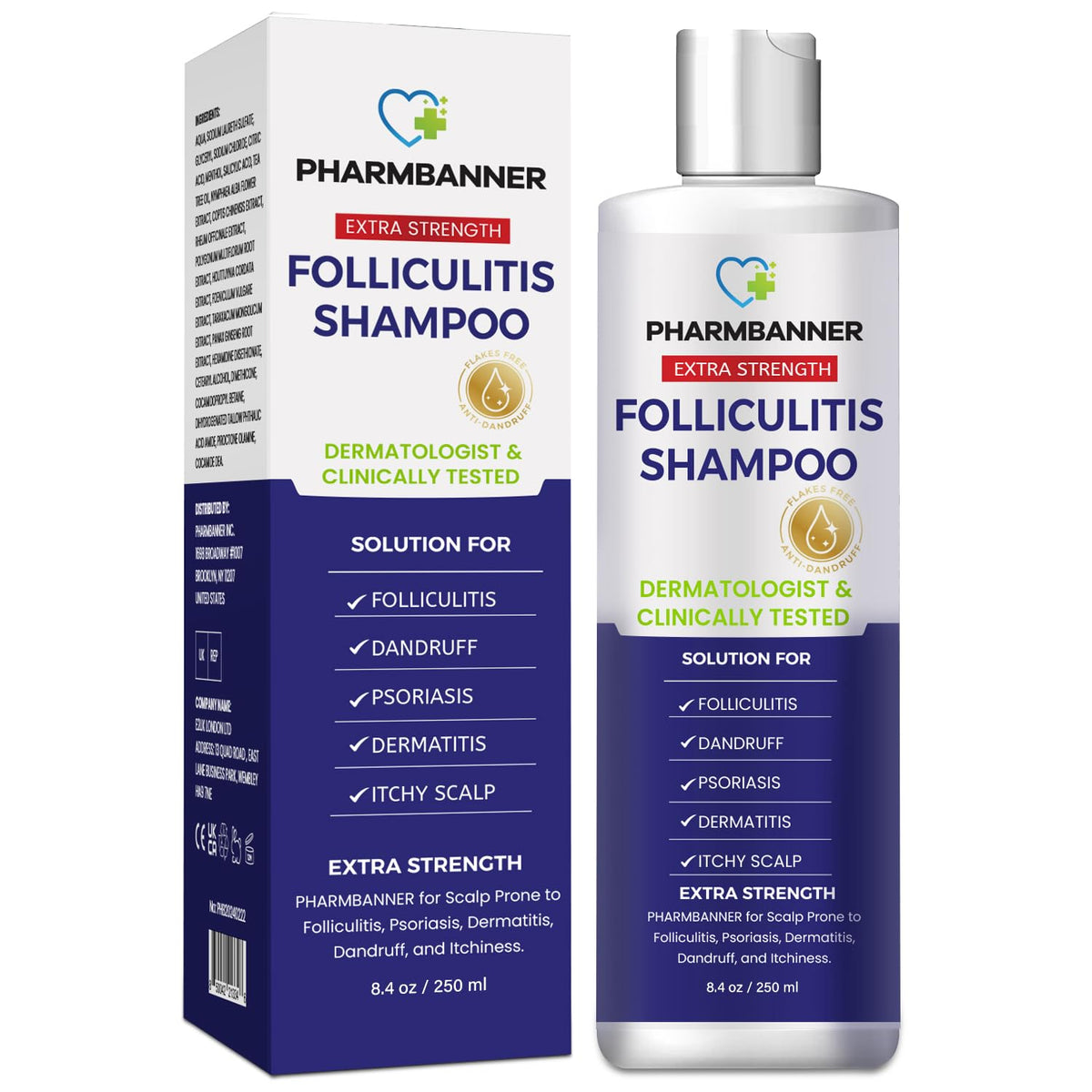 PHARMBANNER Champú antifúngico para foliculitis, dermatitis seborre...