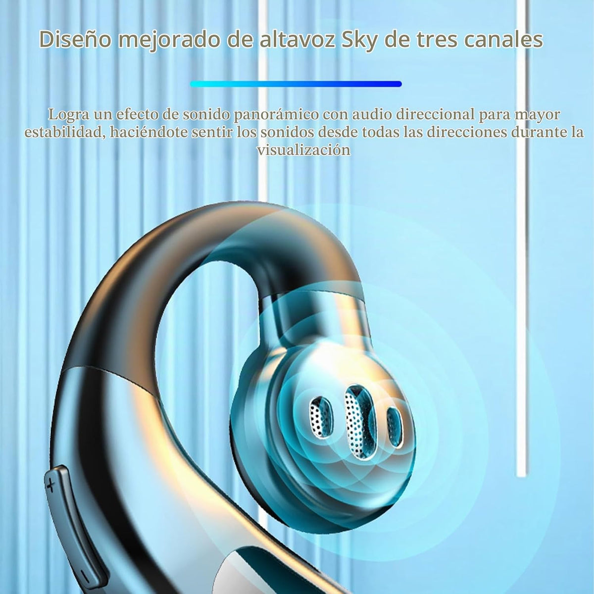 Auricular Bluetooth 5.5 de un solo oído F80 (azul), micrófono con cancelación de ruido ENC, sonido de alta fidelidad, batería larga con pantalla inteligente, luz de respiración, para Android