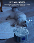 Fuente de agua para gatos de acero inoxidable: fuente automática de agua para mascotas de 108 oz/3.2 L, dispensador de agua para perros con ventana de nivel de agua, para gatos en el
