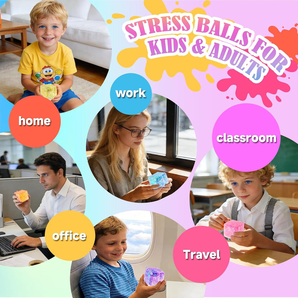 Pack de 24 Cubos 3D de pressión lenta Squishy, Cubos de estrés para adultos