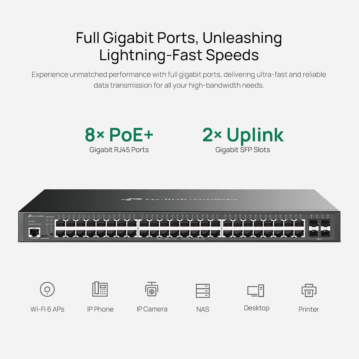 TP-Link TL-SG3452P | Switch PoE gestionado Gigabit L2+ de 48 puertos | 48