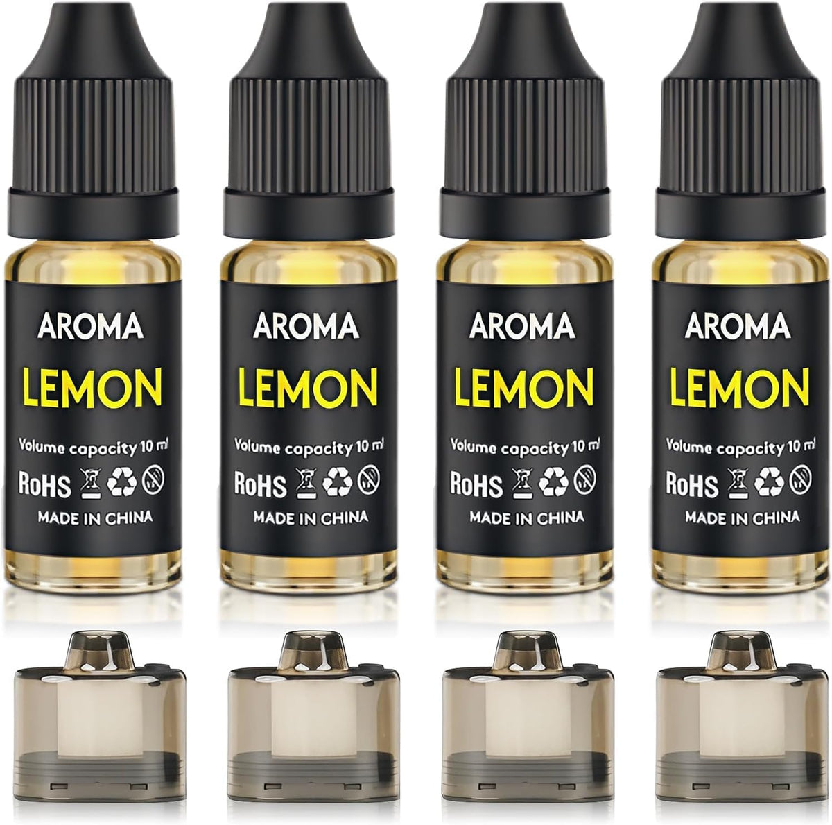 Kit de accesorios de sabor culinario para pistola de burbujas de cóctel - Añade sabor a la bebida de cóctel y al ahumado de alimentos - 4 aceites aromáticos de limón de 10 ml y 4 contenedores (Sabor a