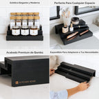 Organizador de especias expandible de 3 niveles, color negro
