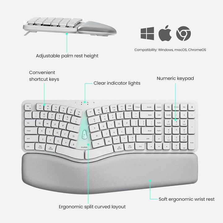 Nulea Teclado ergonómico dividido, teclado de escritura natural con...