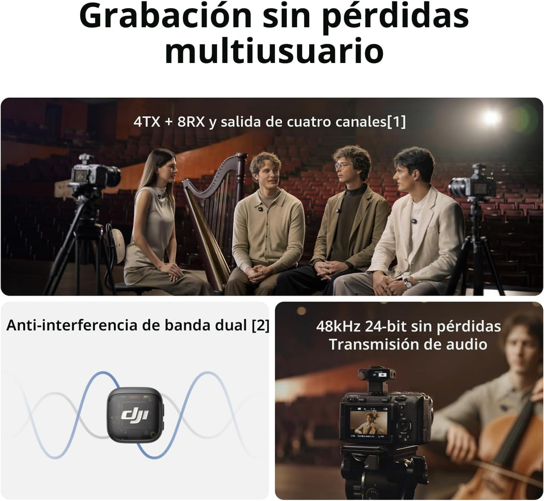 DJI Mic 3 (2 TX + 1 RX + Estuche de Carga), Micrófono Inalámbrico p...