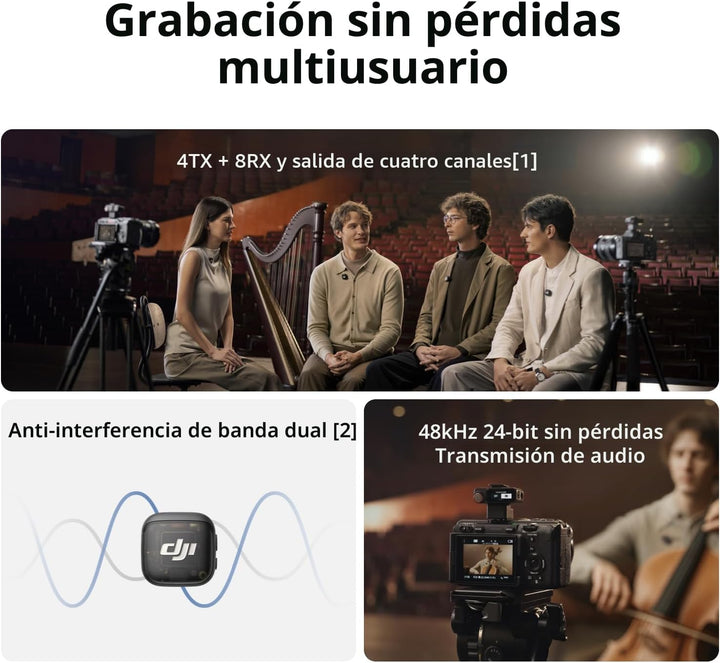 DJI Mic 3 (2 TX + 1 RX + Estuche de Carga), Micrófono Inalámbrico p...
