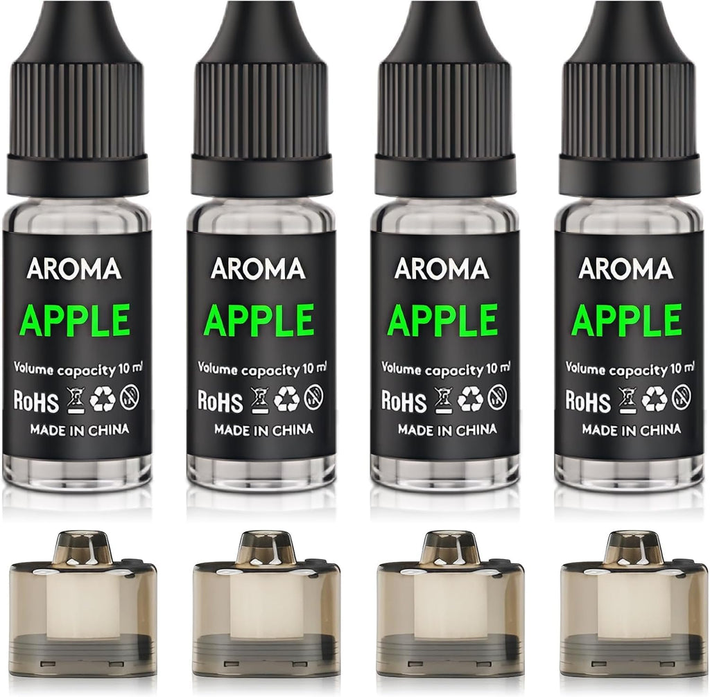 Kit de Accesorios de Sabor Culinario Longkang para Pistola de Humo de Burbujas de Cóctel - Añade Sabor a la Fumada de Bebidas y Alimentos de Cóctel - 4x10ml de Aceites de Aroma de Manzana y 4 Envases
