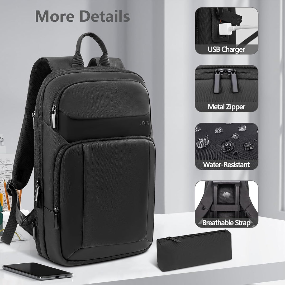 Lixiin Mochila para laptop para hombre, mochila de viaje expandible...