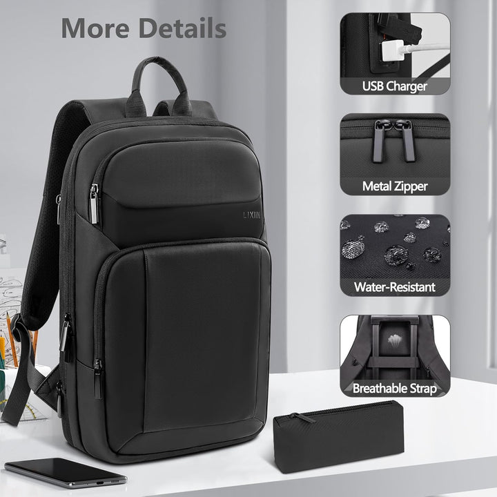 Lixiin Mochila para laptop para hombre, mochila de viaje expandible...