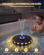 Fuente de baño 2026 para niños, fuente de bañera, rociador de agua flotante con energía solar con luces LED coloridas, 8 modos de pulverización para baño, piscina y ambiente de bañera