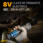 DEKOPRO Juego de llaves de trinquete eléctricas inalámbricas, 19 piezas, kit de herramientas de trinquete eléctrico, llaves de trinquete inalámbricas de 8 V 3/8 pulgadas, velocidad variable con 14