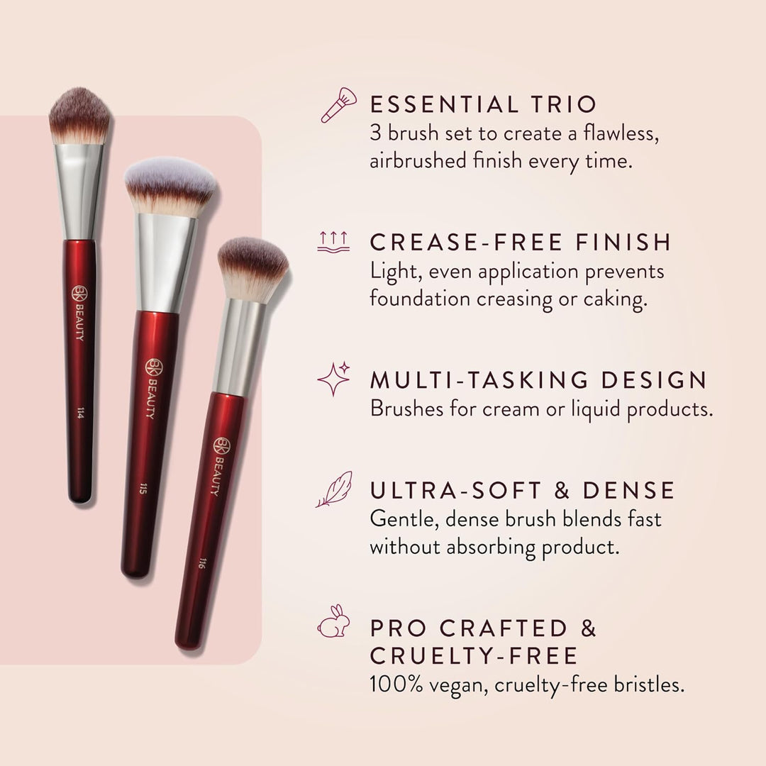BK Beauty Core Complexion Trio Juego de brochas de maquillaje (3 pi...