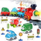 Juego de tren eléctrico para niños pequeños con vapor, luces y música