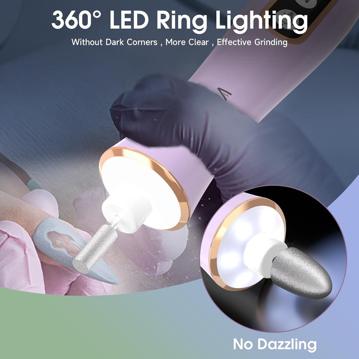 Kit profesional de manicura y pedicura con luz LED de 360° y 10 vel...