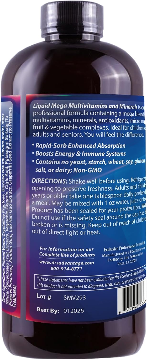 DRS Advantage \u2013 Líquido Mega de suplementos multivitamínicos &...
