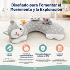 Juguete de actividad para el tiempo boca abajo, almohada sensorial para bebés de 0 a 6 meses, almohada con sonajero desmontable, juguetes arrugados y mordedores, almohada suave y transpirable para recién nacidos y bebés