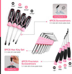 WORKPRO Juego de herramientas rosa de 277 piezas, kit de herramientas de