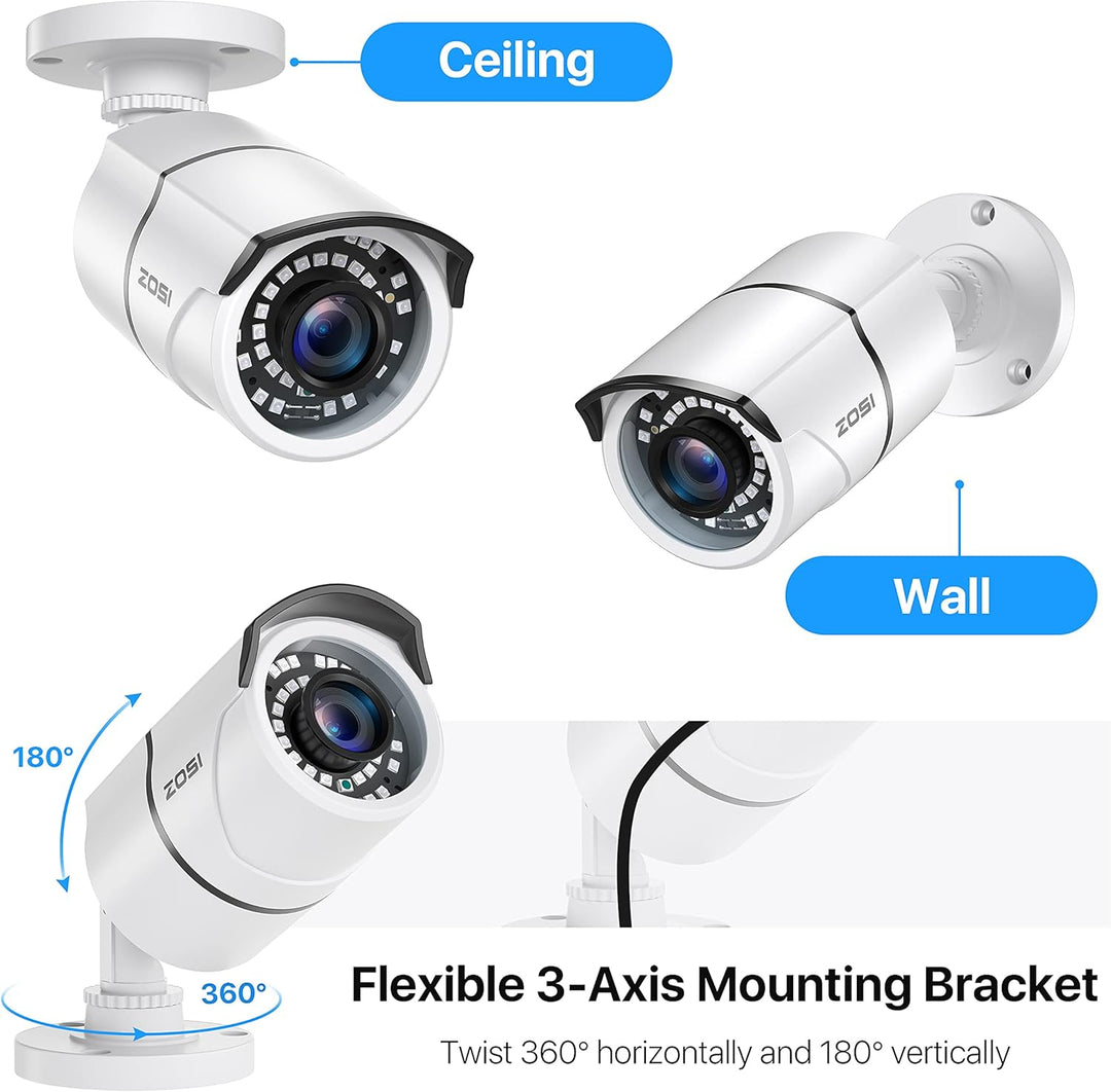 ZOSI - 4 Pack 2MP 1080p HD-TVI Cámara de seguridad para el hogar, p...