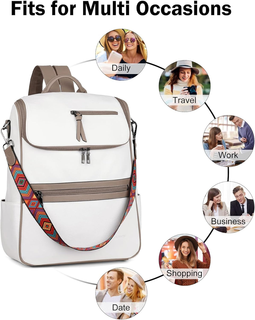 FADEON Mochila para computadora portátil para mujer, mochila de via...