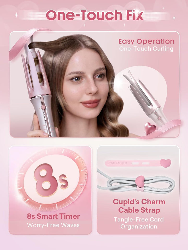 SHEGLAM Rizador automático de regalo para mujer (rosa, 0.75 pulgada...