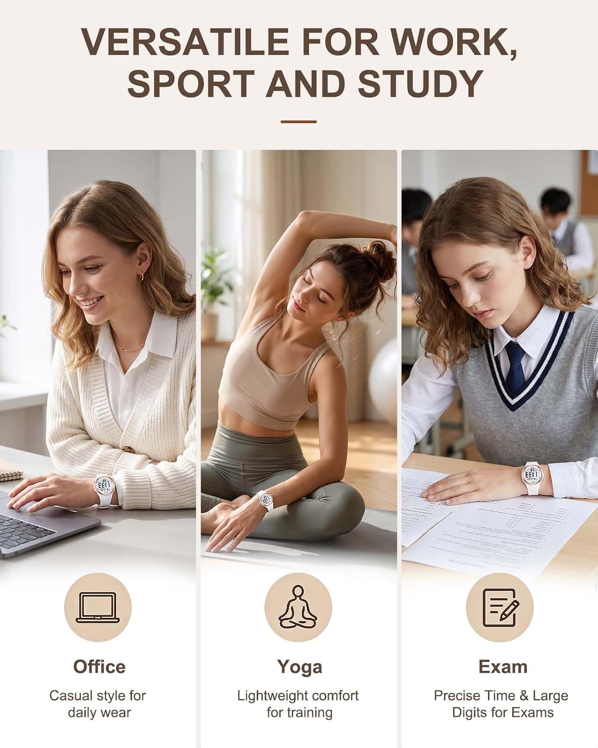 Relojes Deportivos Digitales CIVO para Mujer: Pantalla LCD Grande, Números de Fácil Lectura