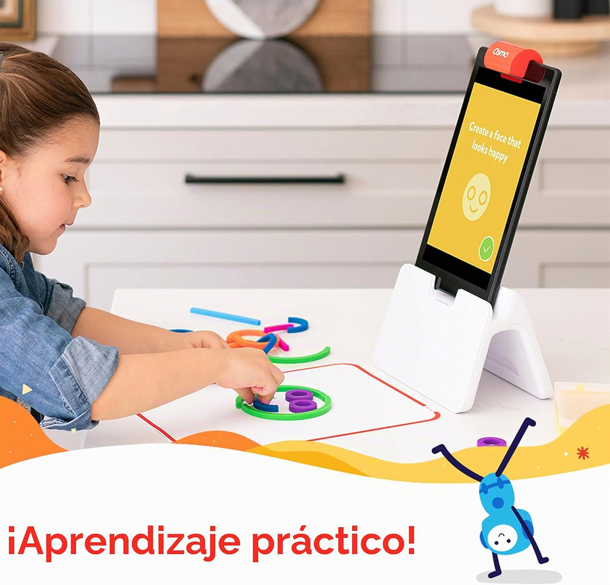 Osmo - Kit de iniciación de Little Genius para tableta Fire - 4 juegos educativos de aprendizaje - Edad preescolar 3-5 años - Fonética, resolución de problemas y creatividad - Juguetes STEM para niños