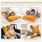 Almohadas largas de felpa en forma de U de 47x23 pulgadas para niños, almohada grande y suave con forma de animal de peluche para dormir, grandes y lindos peluches, funda lavable, regalo para